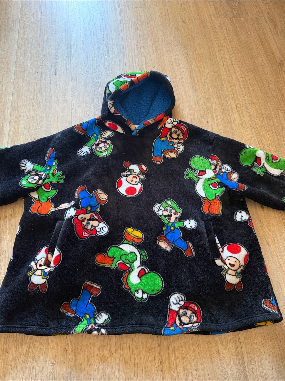 Kids Black Superhero Character Hooded Fleece Pullover Jacket